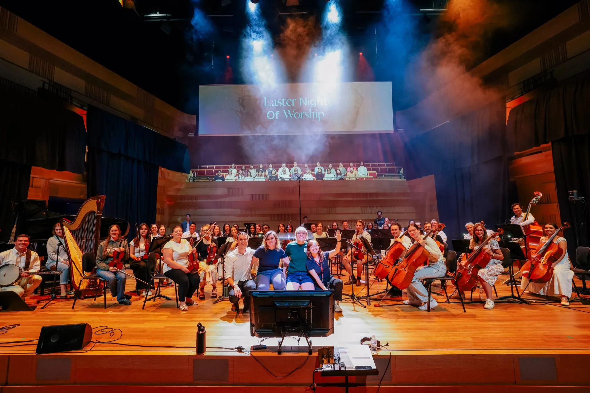 Christian youth orchestra members preparing for rehearsal at Scots Church Sydney