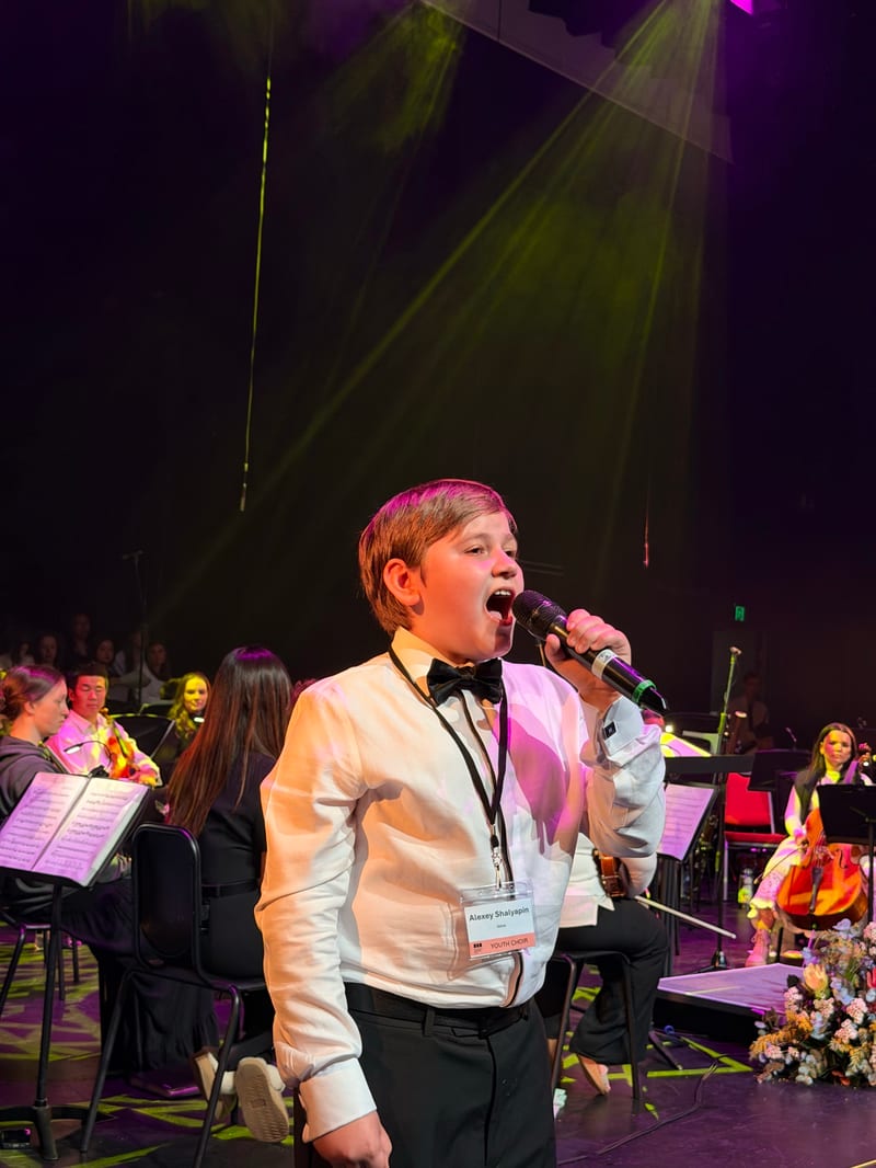 A young soloist singing at the Australian Christian Proms, Sydney.