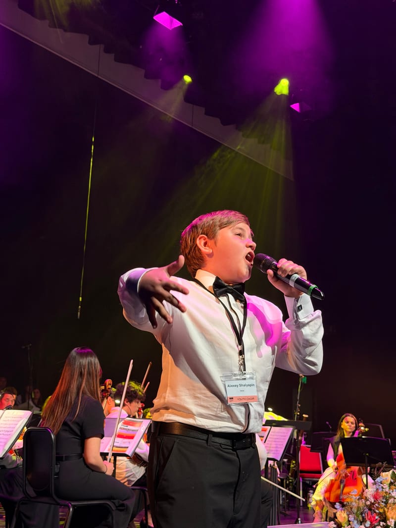 A young soloist performing with expression at the Australian Christian Proms, Sydney.