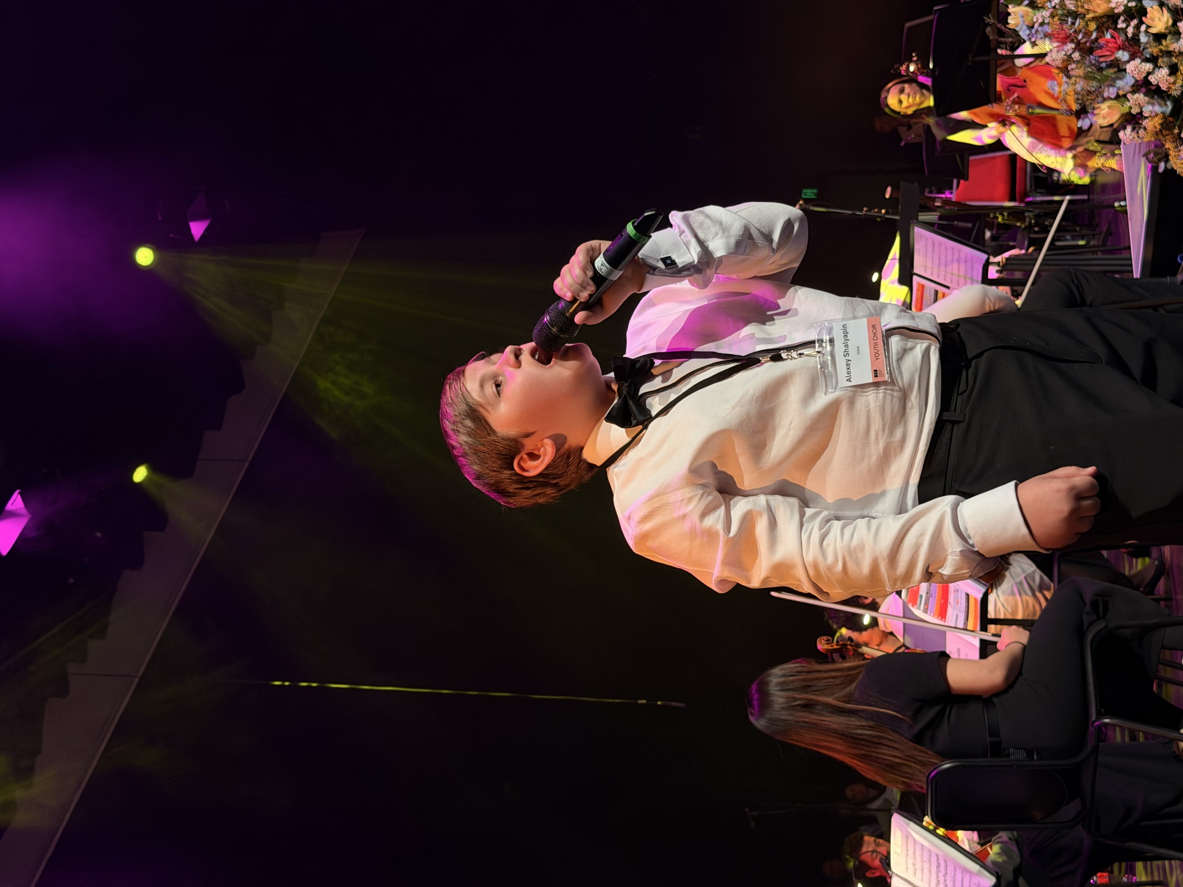 A close-up of the young vocal soloist at the Australian Christian Proms.